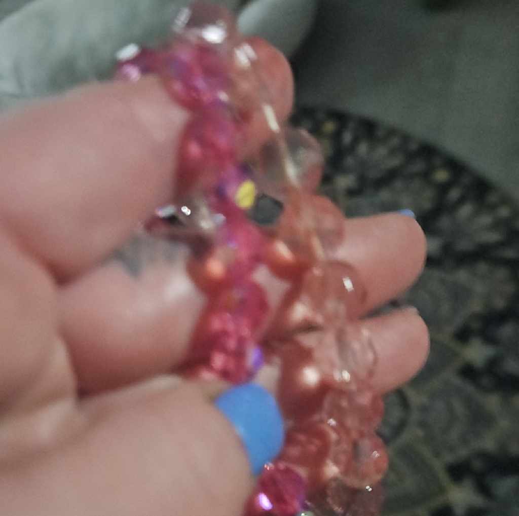 Chic Pink And Clear Beaded Bracelets